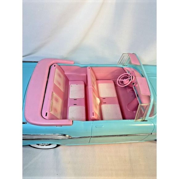 Vintage 1988 BARBIE Size 1957 Chevy Bel Air Convertible Car Turquoise Blue&Pink - Picture 3 of 11